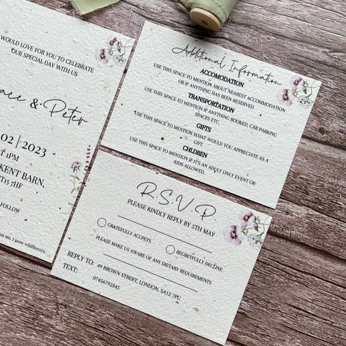 Personalised Plantable Wedding Invitations | Lilac