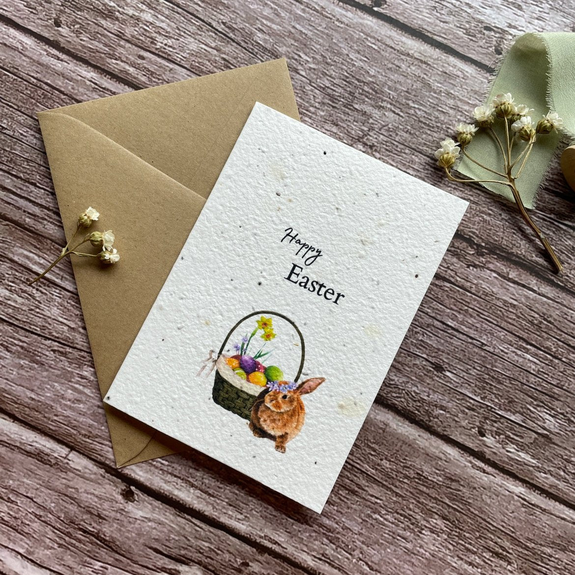 Personalised Plantable Easter Card | Bunny in a Basket