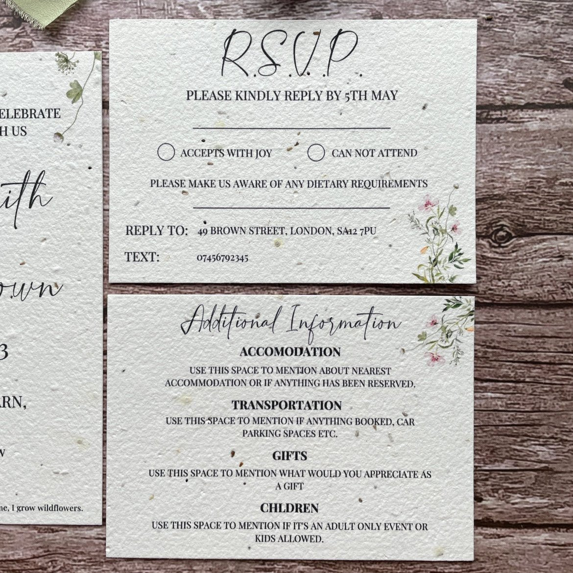 Personalised Plantable Wedding Invitations | Spring Green