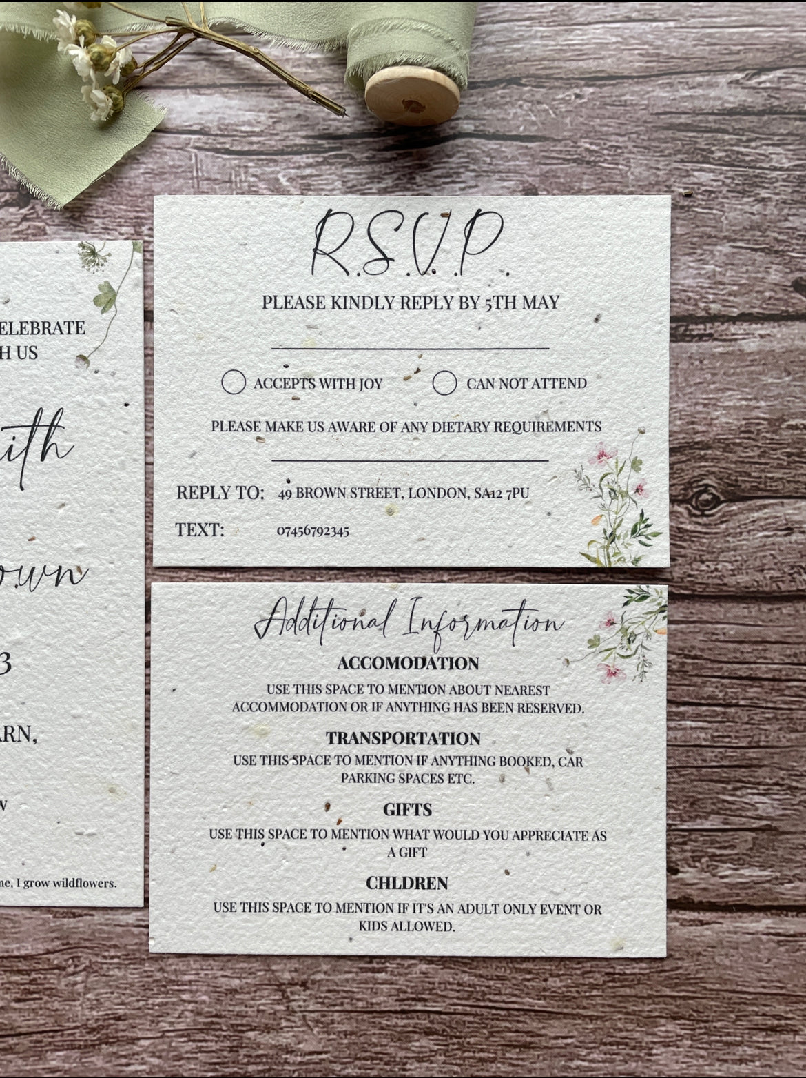 Personalised Plantable Wedding Invitations - Spring Green
