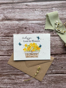 Sending you love & flowers Daffodils Landscape Style Card
