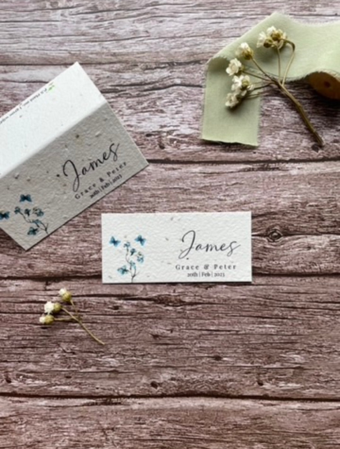 Plantable Wedding Place Cards - Dusty Blue