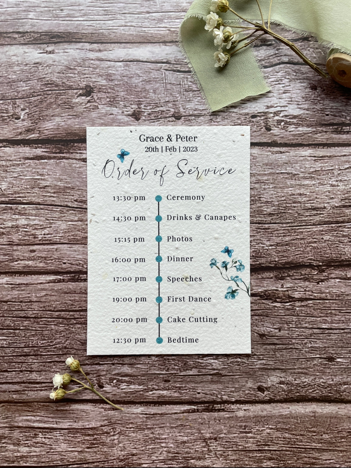 Plantable Wedding Order of Service - Dusty Blue