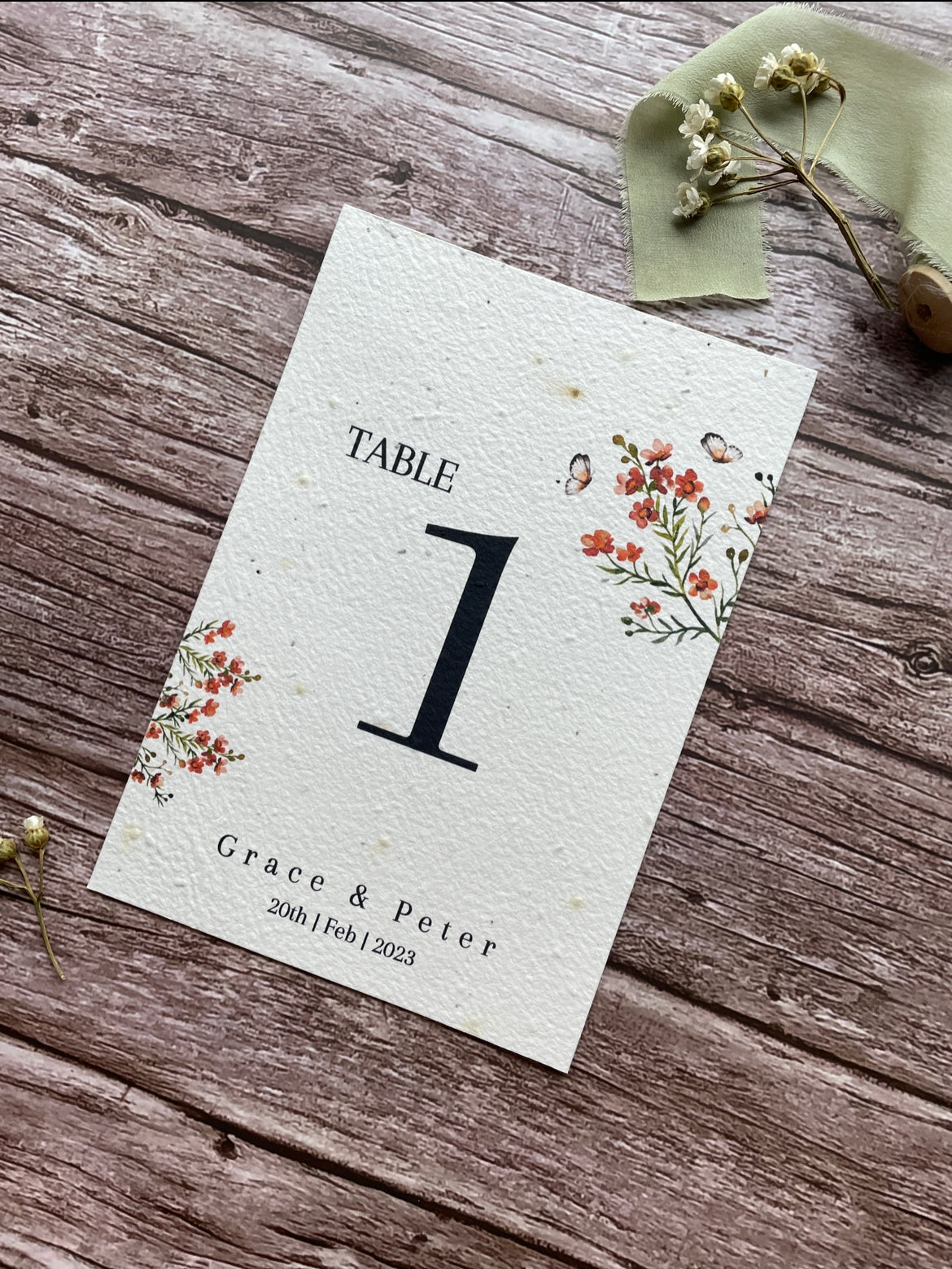Plantable Wedding Table Number or Name Cards - Burnt Orange