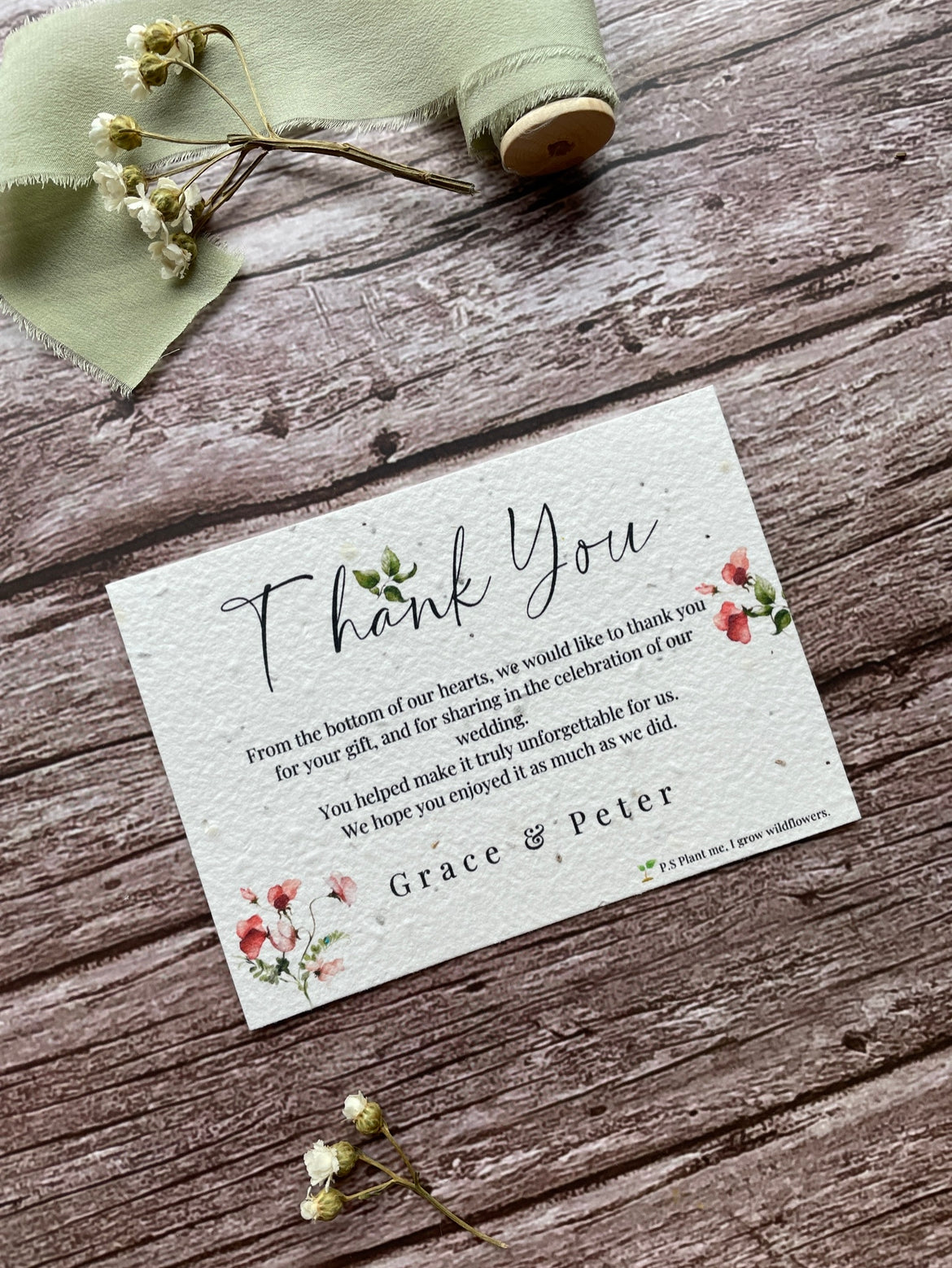 Plantable Wedding Thank You Cards - Sweet Pea
