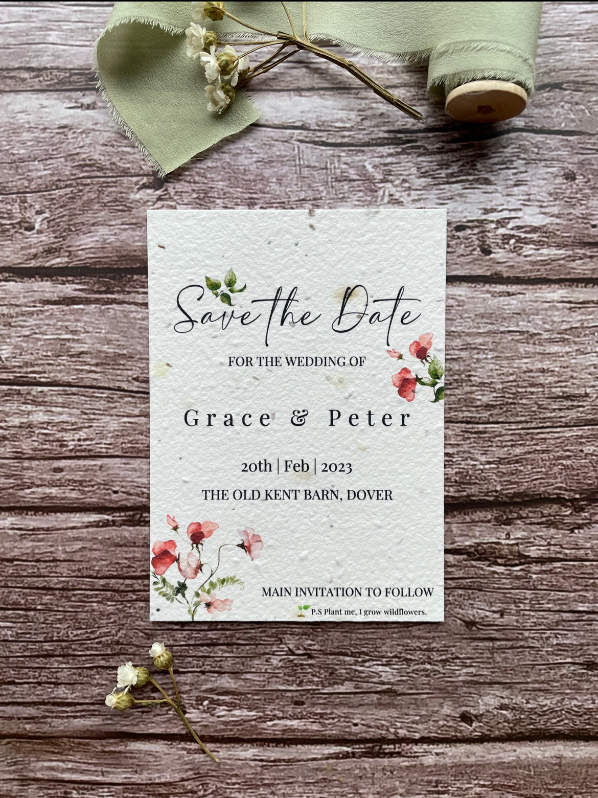 Plantable Wedding Save the Date Cards - Sweet Pea