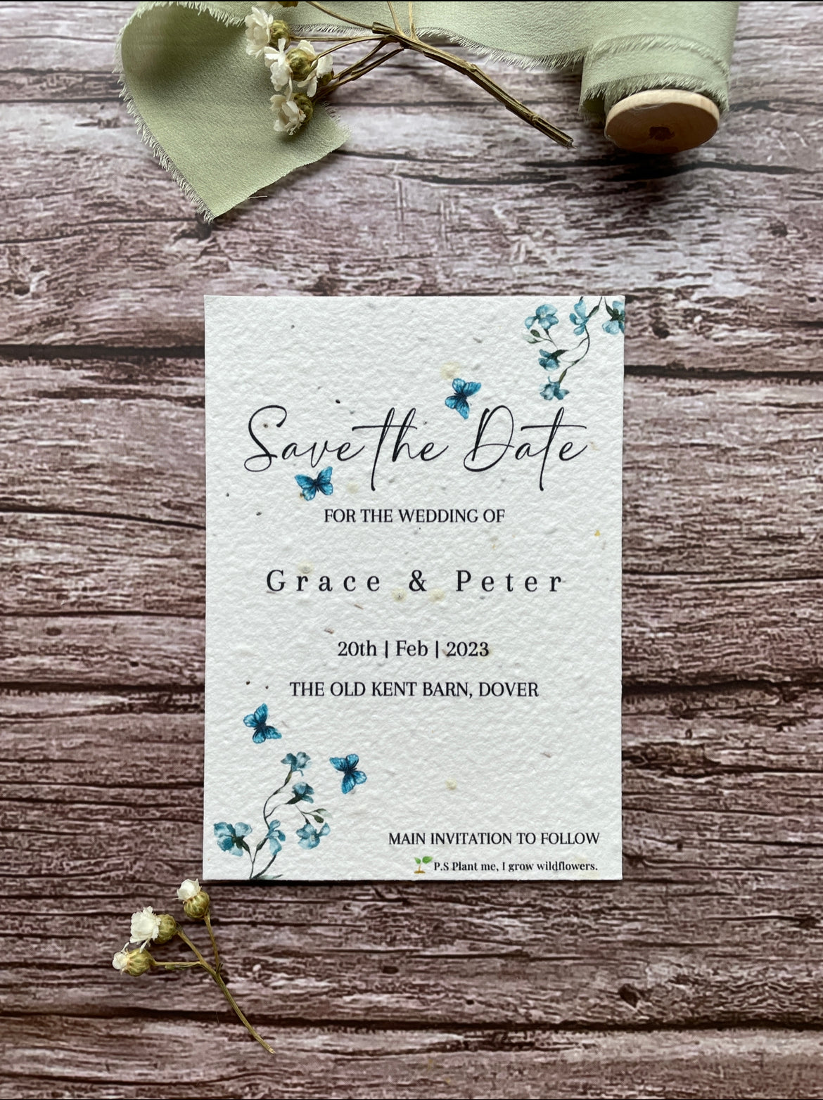 Plantable Wedding Save the Date Cards - Dusty Blue