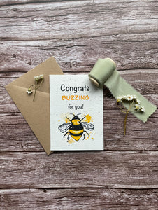 Seeded Paper Plantable Congratulations Card Bumble Bee