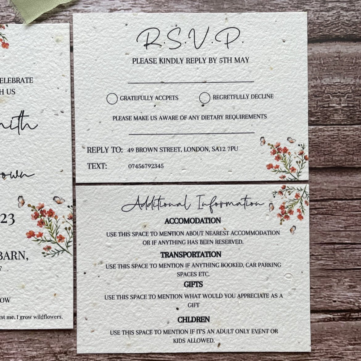 Personalised Plantable Wedding Invitations | Burnt Orange