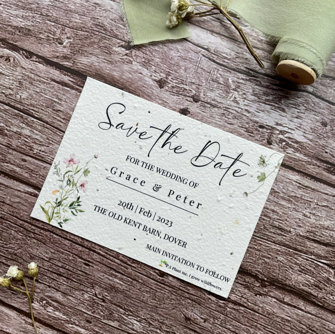 Plantable Wedding Save the Date Cards | Spring Green