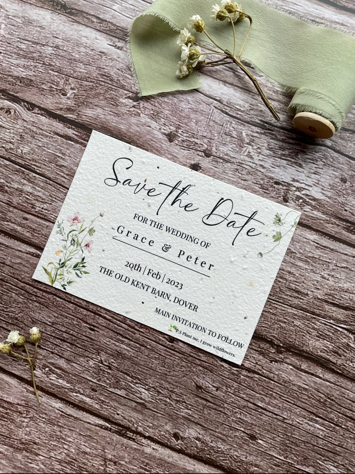 Plantable Wedding Save the Date Cards - Spring Green