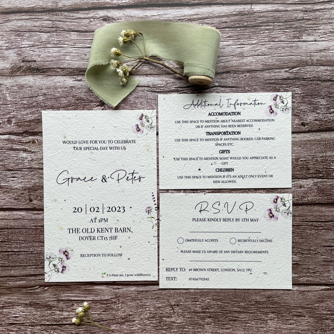 Personalised Plantable Wedding Invitations | Lilac