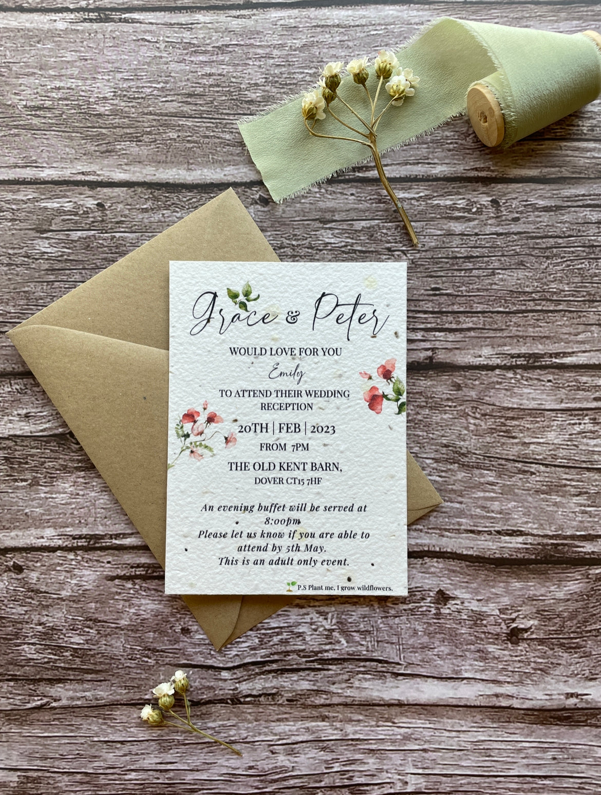 Plantable Evening Guest Wedding Invite - Sweet Pea