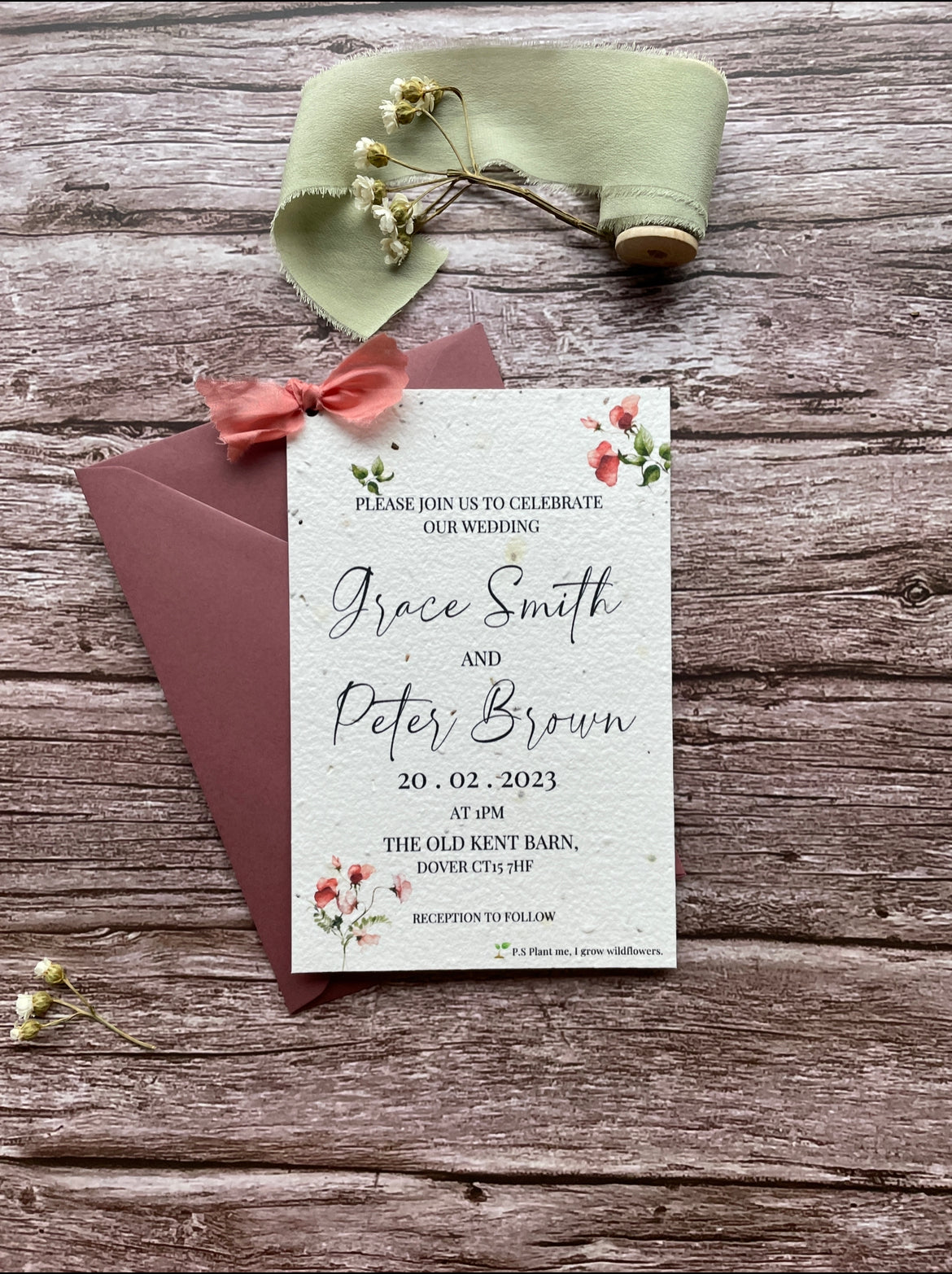 Personalised Plantable Wedding Invitations - Sweet Pea