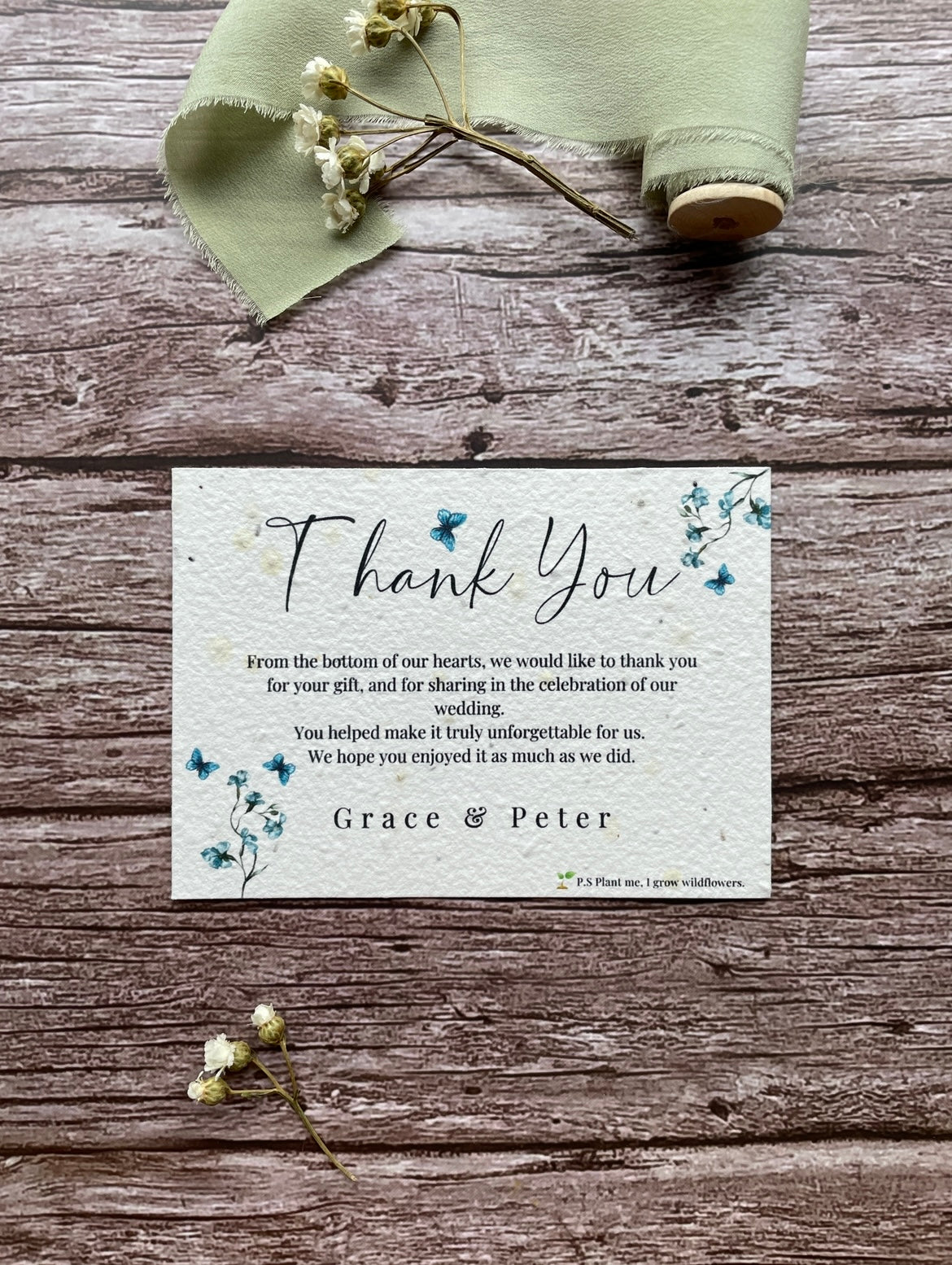 Plantable Wedding Thank You Cards - Dusty Blue