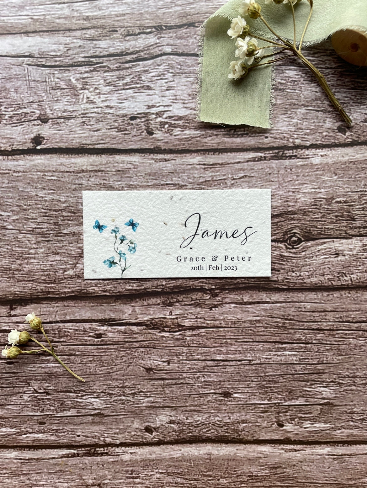 Plantable Wedding Place Cards - Dusty Blue
