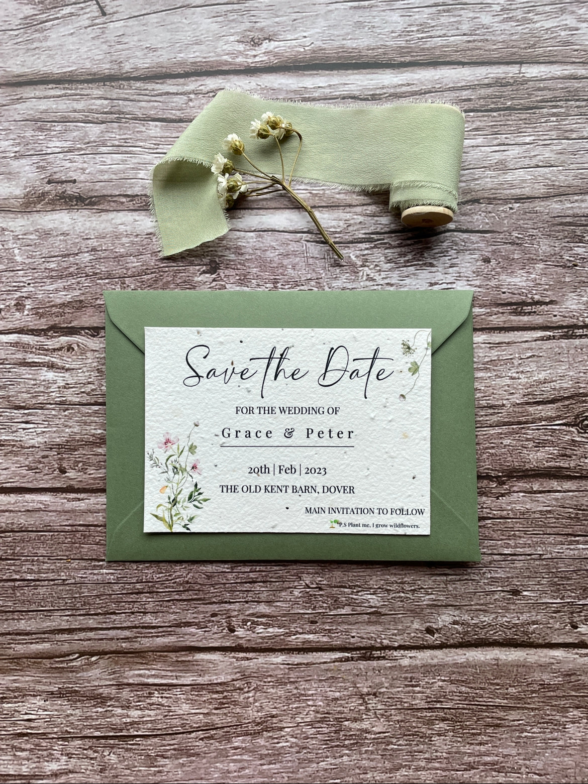 Plantable Wedding Save the Date Cards - Spring Green