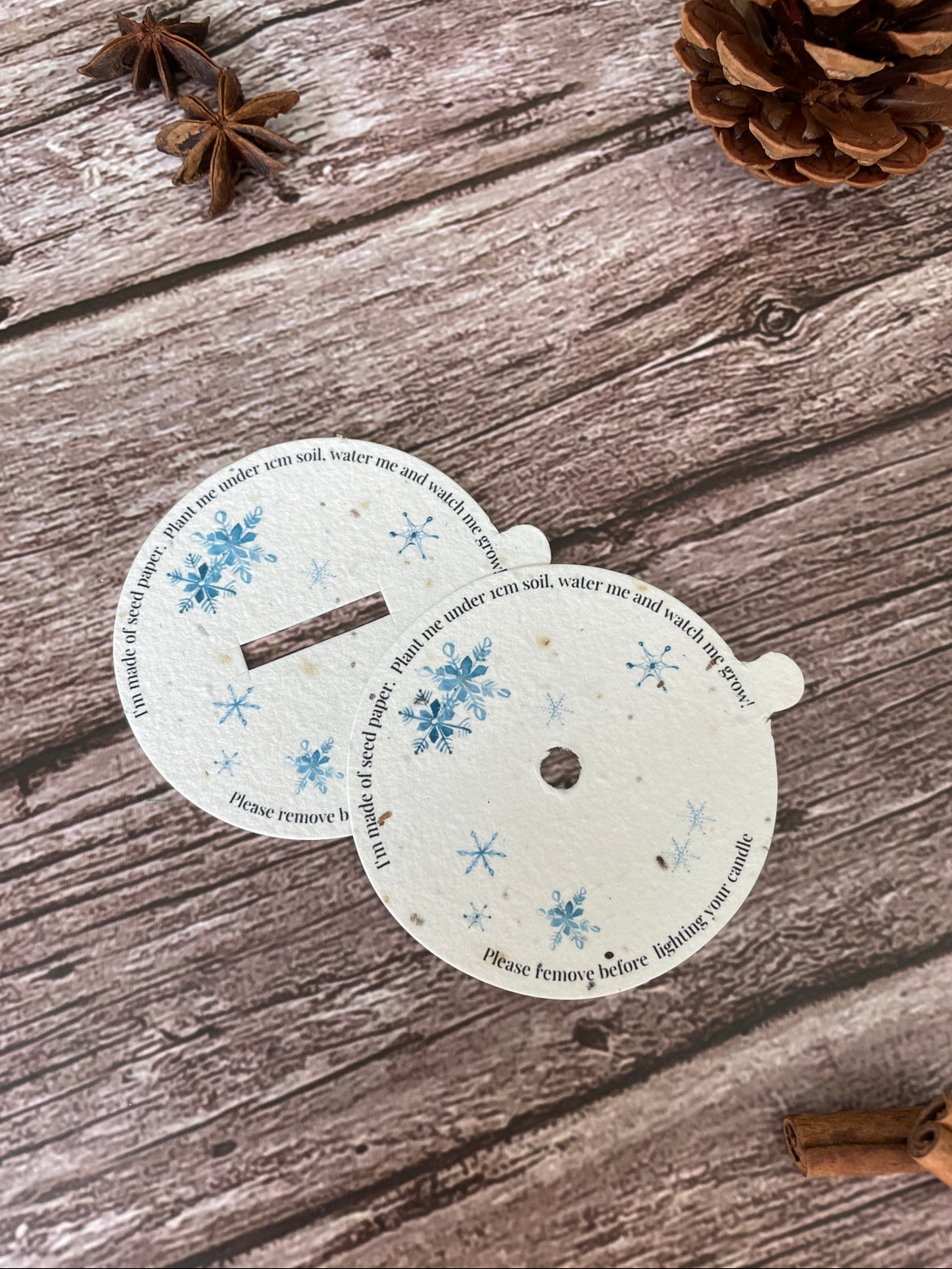 Seeded Cotton/Wooden Wick Christmas Candle Dust Covers Snowflake A