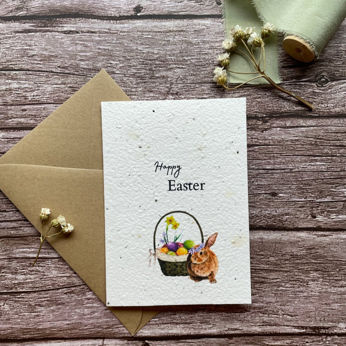 Personalised Plantable Easter Card | Bunny in a Basket