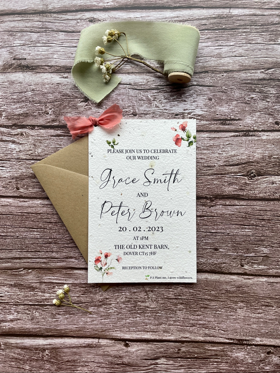 Personalised Plantable Wedding Invitations - Sweet Pea