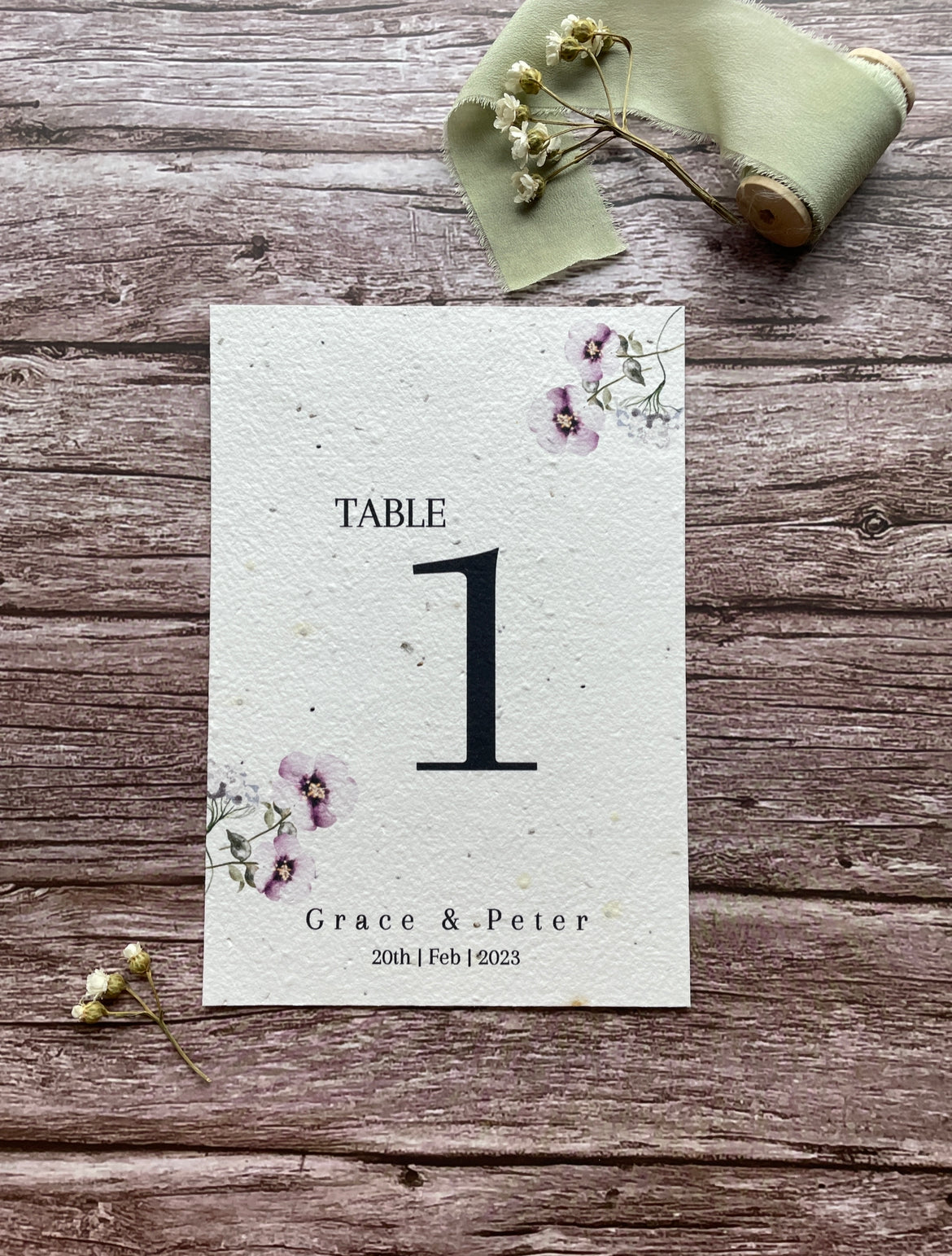 Plantable Wedding Table Number or Name Cards - Lilac