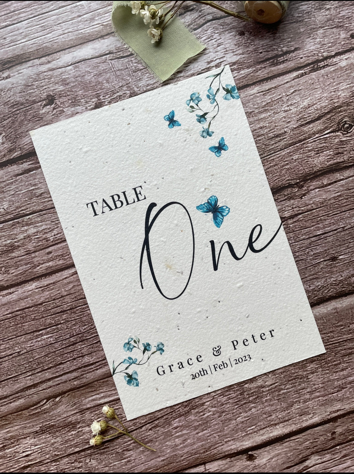 Plantable Wedding Table Number or Name Cards - Dusty Blue