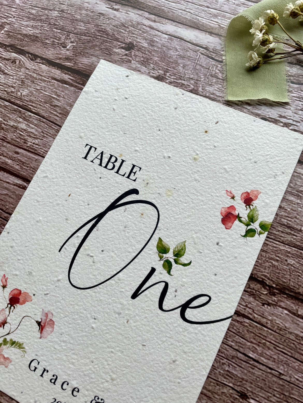 Plantable Wedding Table Number or Name Cards - Sweet Pea