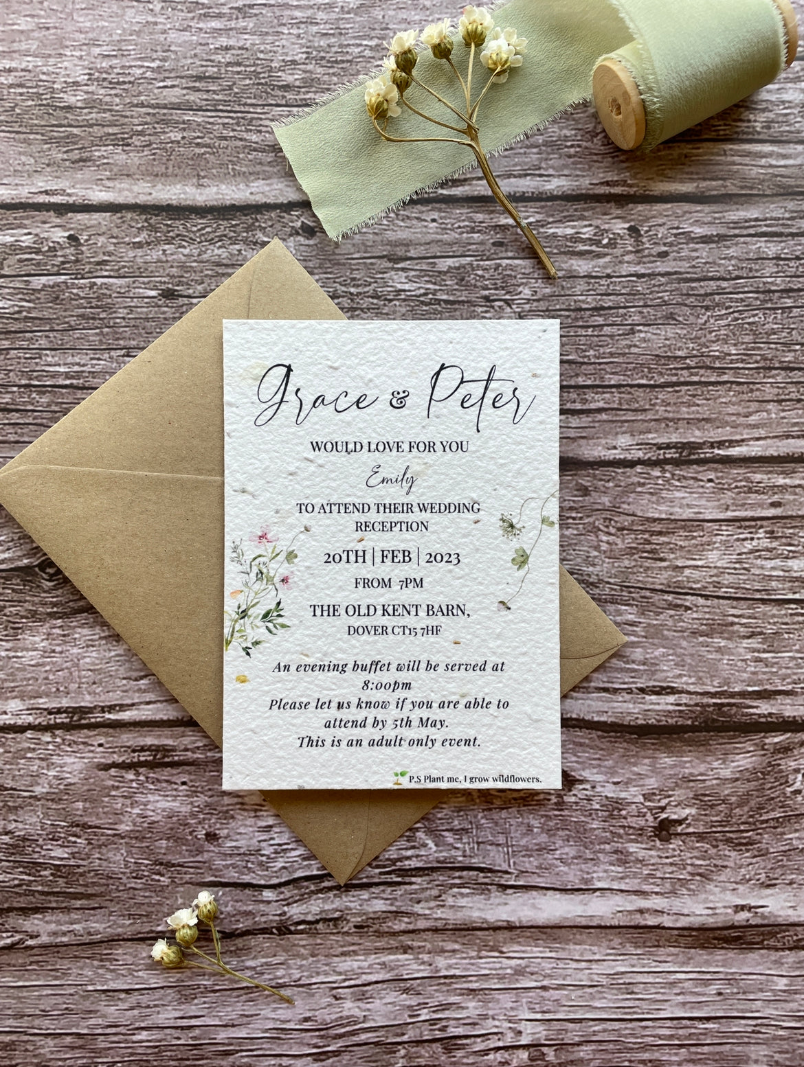 Plantable Evening Guest Wedding Invite - Spring Green